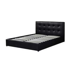 Lit coffre design coloris noir pour adulte collection RICO, 160x200 cm, sommier inclus