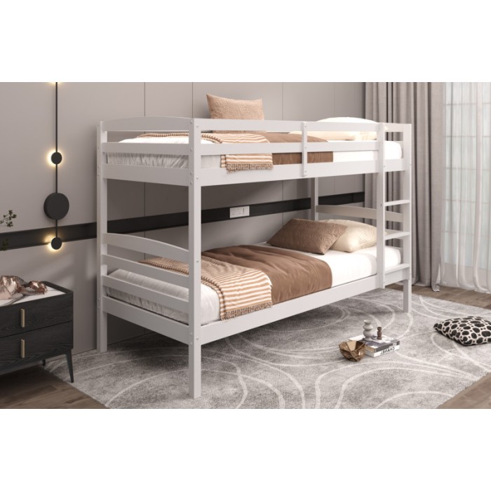 Lit en bois superposé évolutif 90x200 cm BOY, coloris blanc