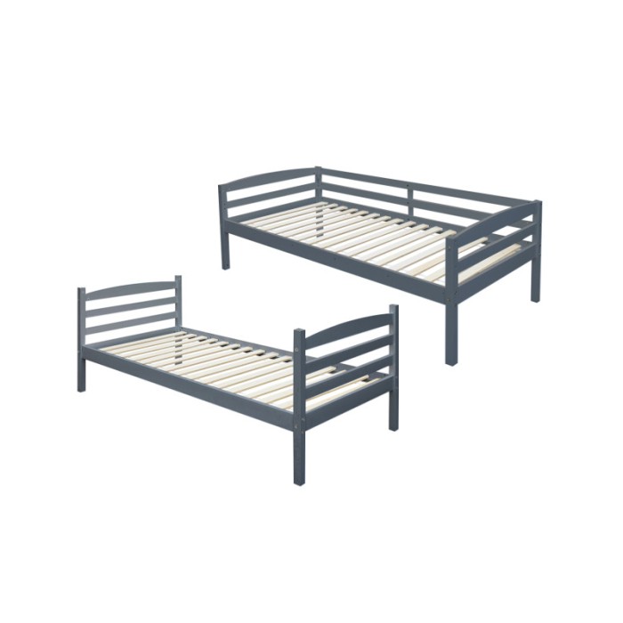 Lit en bois superposé évolutif 90x200 cm Roy, coloris gris