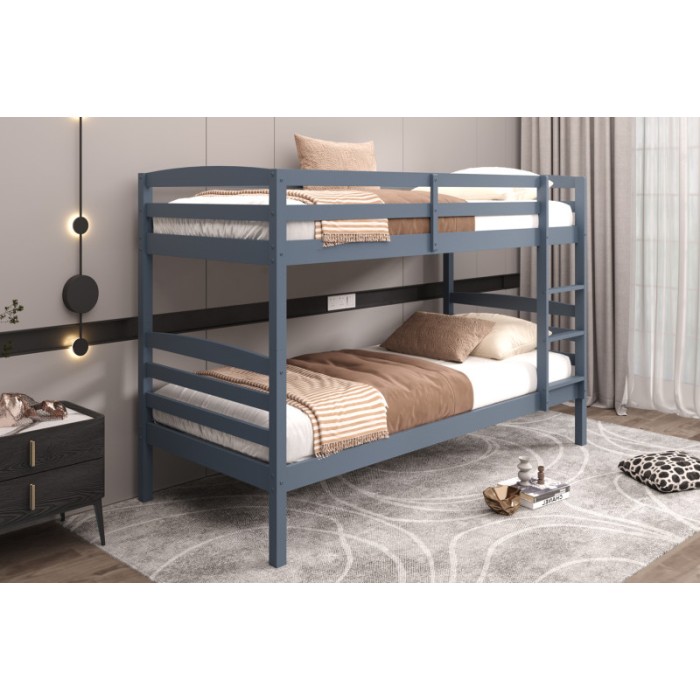 Lit en bois superposé évolutif 90x200 cm Roy, coloris gris