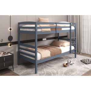 Lit en bois superposé évolutif 90x200 cm Roy, coloris gris