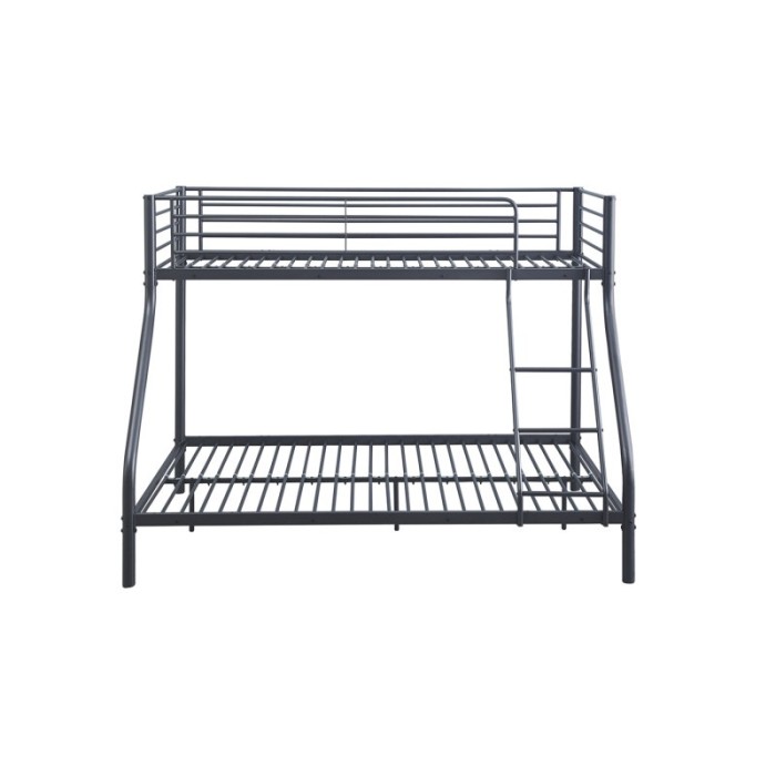 Lit en métal superposé 90x200 en haut et 140x200 en bas SAMMY, coloris gris foncé
