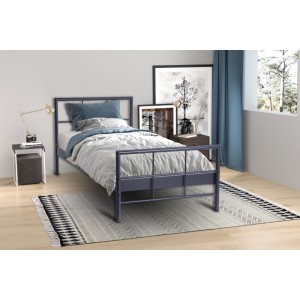 Lit en métal 90x200 cm SORA, coloris gris foncé