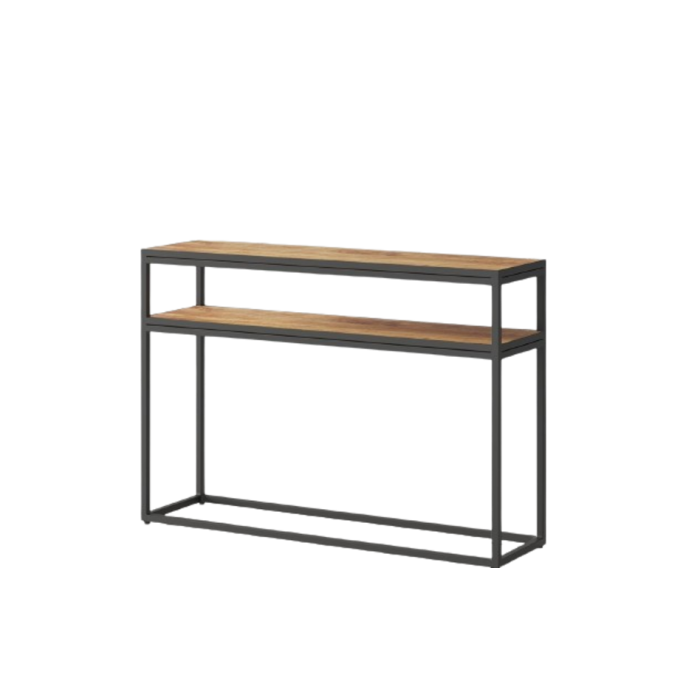 Console de salon style industriel en bois massif exotique de Mangolia et structure métal. Collection MADEIRO