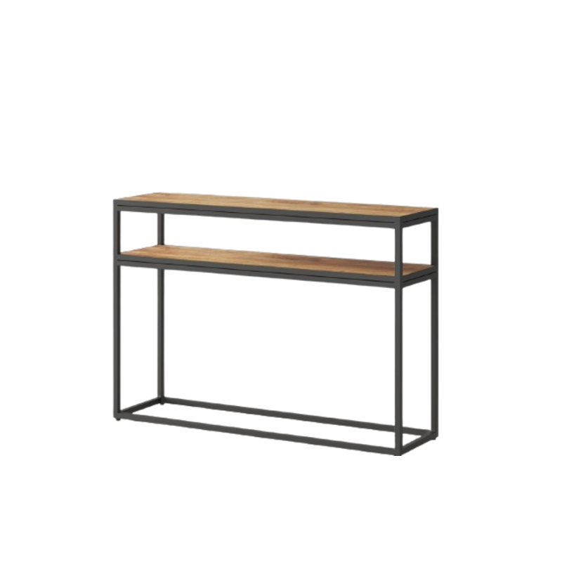 Console de salon style industriel en bois massif exotique de Mangolia et structure métal. Collection MADEIRO