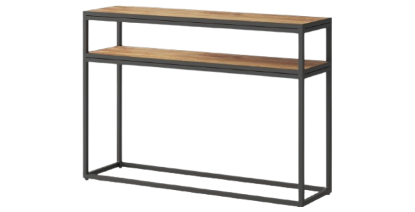 Console de salon style industriel en bois massif exotique de Mangolia et structure métal. Collection MADEIRO