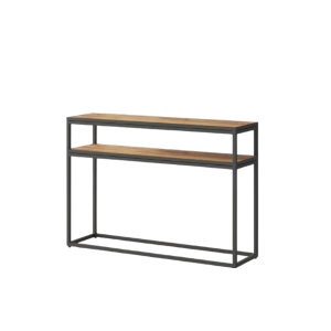 Console de salon style industriel en bois massif exotique de Mangolia et structure métal. Collection MADEIRO
