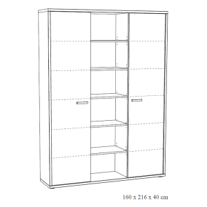 Meuble haut de rangement pour bureau 2 portes et étagères coloris chêne clair et noir