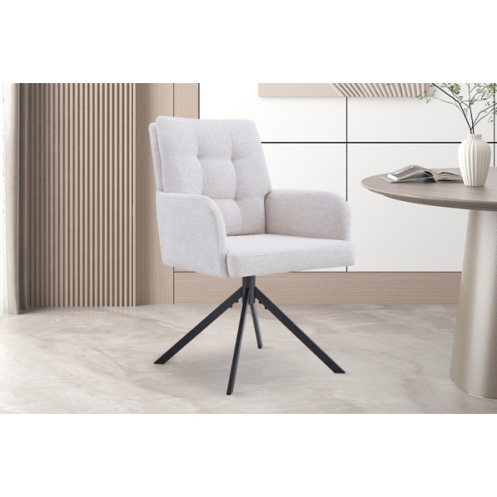 Chaise pivotante en tissu collection PLUMO coloris ecru