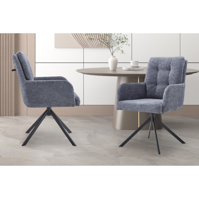 Chaise pivotante en tissu collection PLUMO coloris gris foncé