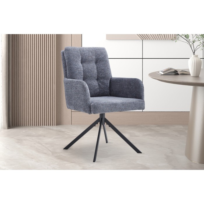 Chaise pivotante en tissu collection PLUMO coloris gris foncé