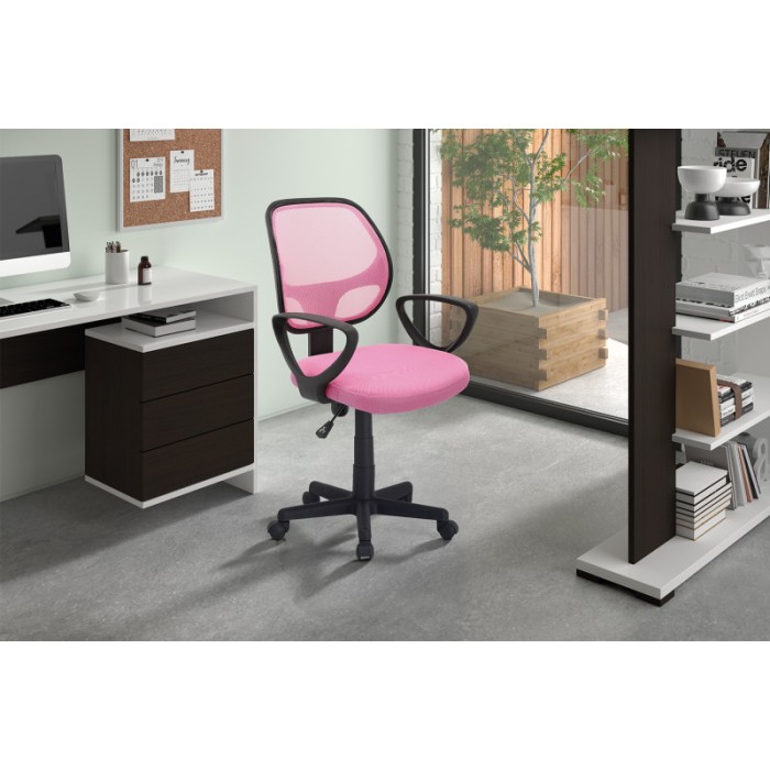 Chaise de bureau IPOLIST Tissu filet Rose, idéal pour un bureau confortable et moderne