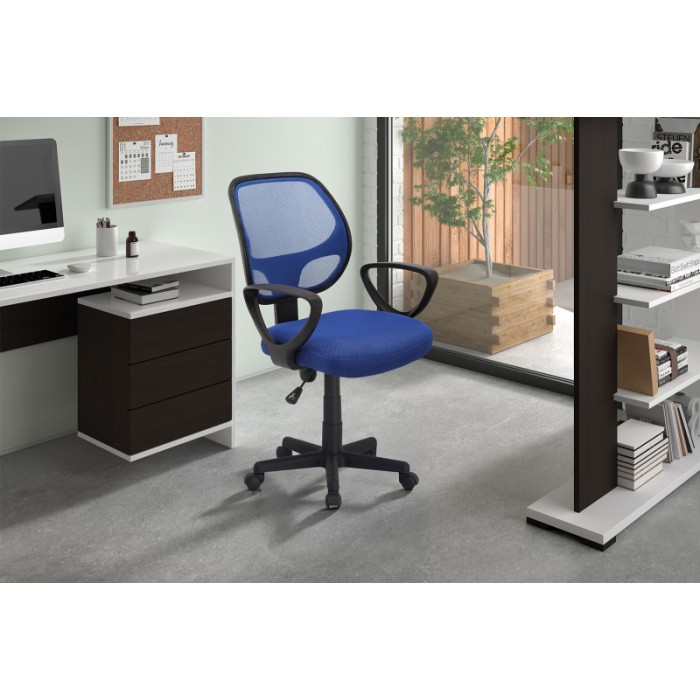 Chaise de bureau IPOLIST Tissu filet bleu, idéal pour un bureau confortable et moderne