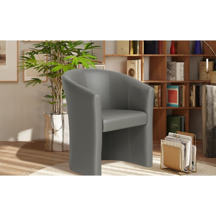 Fauteuil de salon confortable en tissu taupe. Collection KYOTO