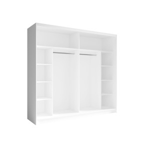 Armoire 230cm 2 portes coulissantes avec miroirs, coloris blanc, collection NOFI