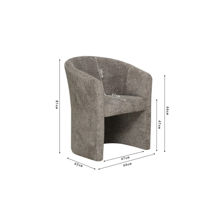 Fauteuil de salon confortable en tissu bouclé brun. Collection KYOTO