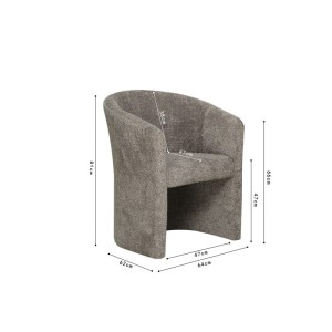 Fauteuil de salon confortable en tissu bouclé brun. Collection KYOTO