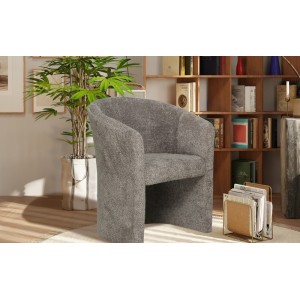 Fauteuil de salon confortable en tissu bouclé brun. Collection KYOTO