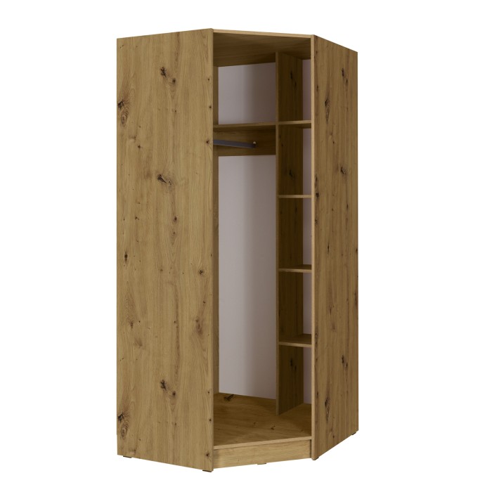 Armoire d'angle pour dressing collection KANELLE coloris chêne clair.