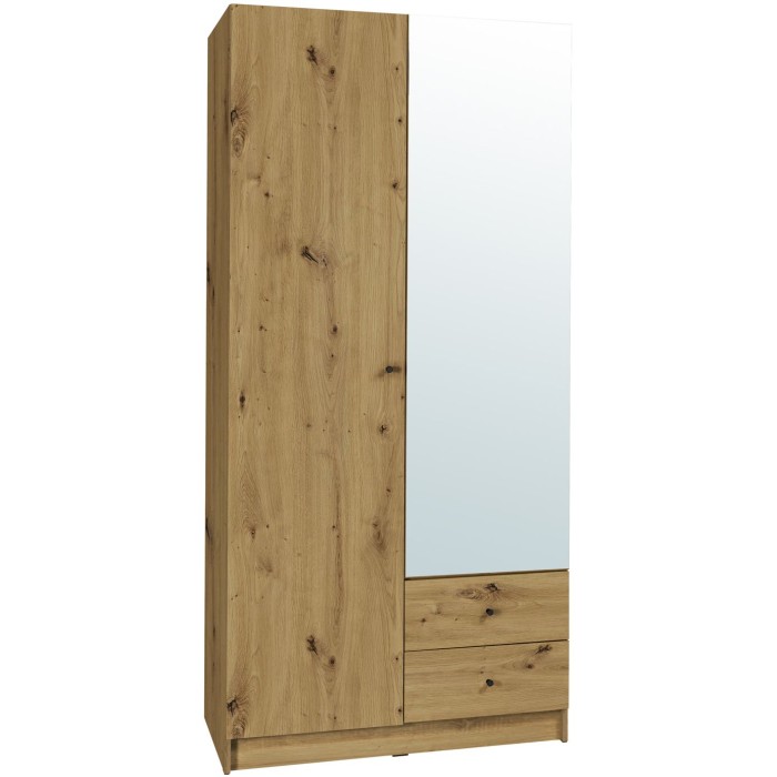 Armoire 2 portes 2 tiroirs pour dressing collection KANELLE coloris chêne clair