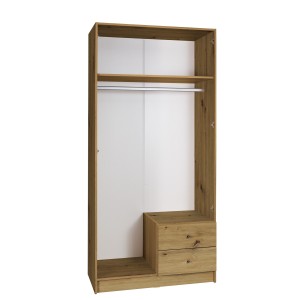 Armoire 2 portes 2 tiroirs pour dressing collection KANELLE coloris chêne clair