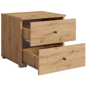 Chevets, collection KANELLE. Lot de deux tables de nuit coloris chêne clair