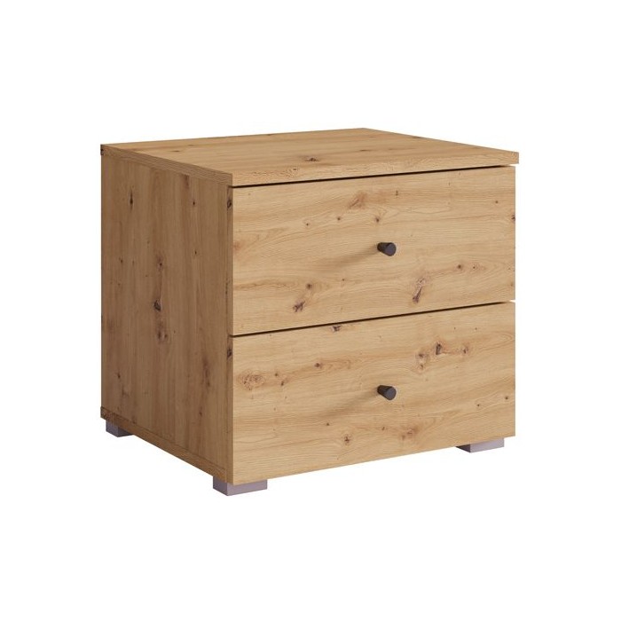 Chevets, collection KANELLE. Lot de deux tables de nuit coloris chêne clair