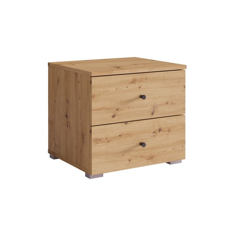 Chevets, collection KANELLE. Lot de deux tables de nuit coloris chêne clair