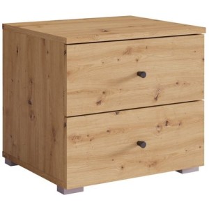 Chevets, collection KANELLE. Lot de deux tables de nuit coloris chêne clair