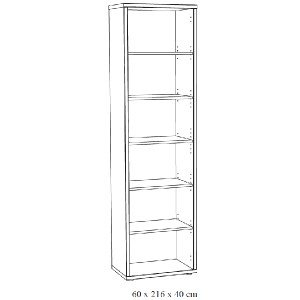 Bibliothèque de bureau SOON – 5 étagères – Chêne vieilli & noir – L60 x H216 x P40 cm