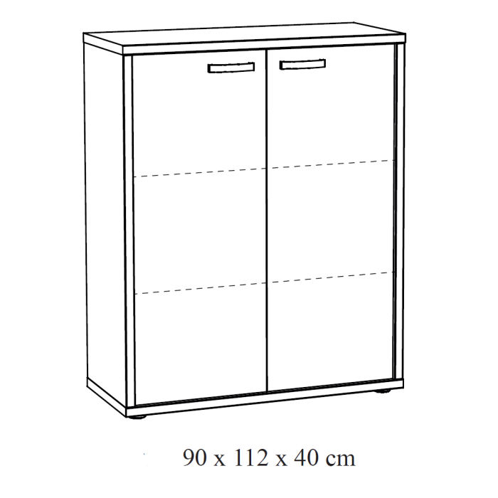 Rangement de bureau SOON – Meuble 2 portes – Chêne Sherman gris – L90 x H112 x P40 cm