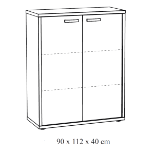 Rangement de bureau SOON – Meuble 2 portes – Chêne Sherman gris – L90 x H112 x P40 cm