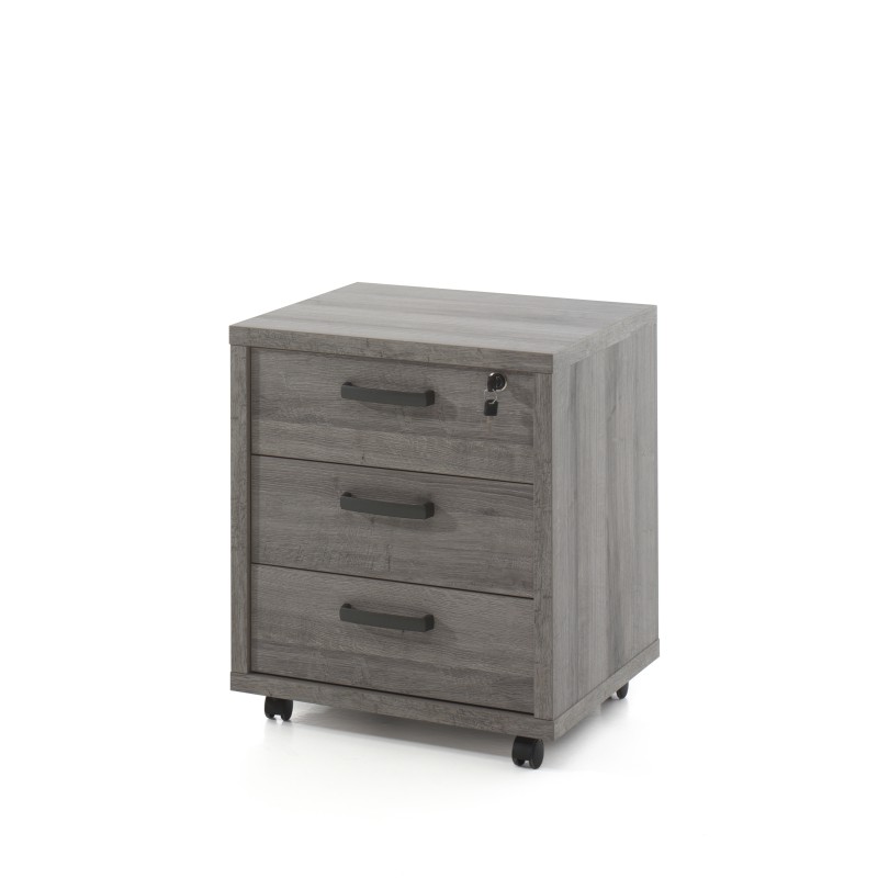 Caisson de rangement bureau 3 tiroirs coloris chêne Sherman gris | Collection SOON | Meublorama