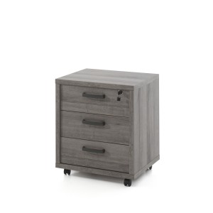Caisson de rangement bureau 3 tiroirs coloris chêne Sherman gris | Collection SOON | Meublorama