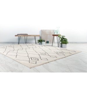 Tapis 150x80cm, design 205 coloris ivoire - Confort et élégance pour votre intérieur