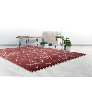 Tapis 150x80cm, design A205R coloris terracota - Confort et élégance pour votre intérieur