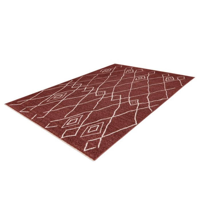 Tapis 230x160cm, design A205R coloris terracotta - Confort et élégance pour votre intérieur