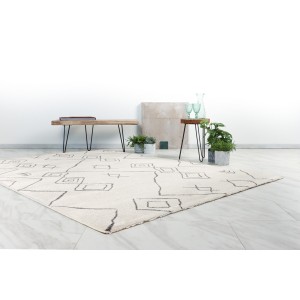 Tapis 150x80cm, design A305R coloris ivoire - Confort et élégance pour votre intérieur