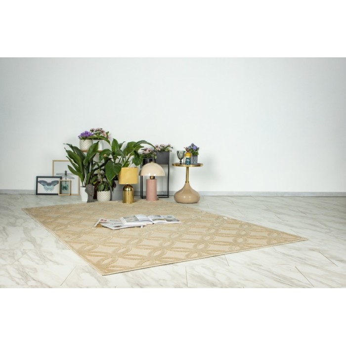 Tapis 230x160cm, design A302A coloris beige - Confort et élégance pour votre intérieur