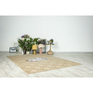 Tapis 290x200cm, design A302A coloris beige - Confort et élégance pour votre intérieur