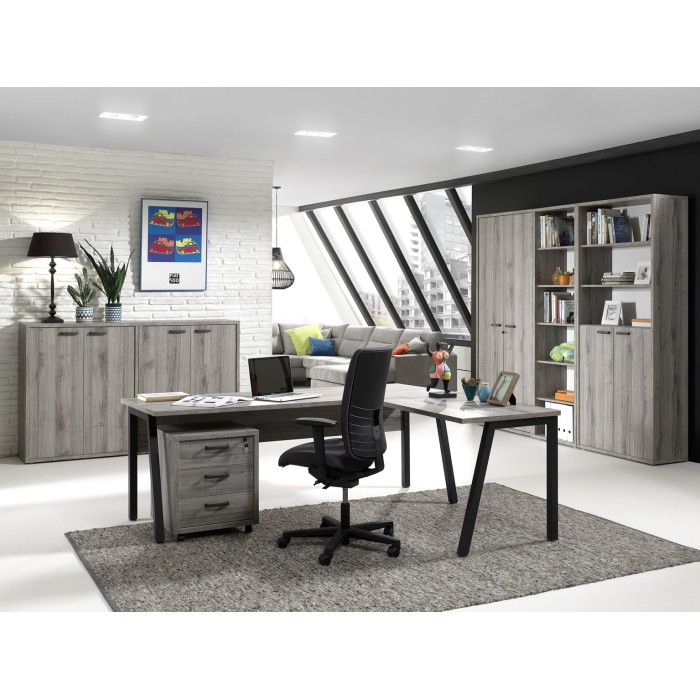 Bureau droit 150cm chêne gris Sherman & noir – Collection SOON – Design professionnel