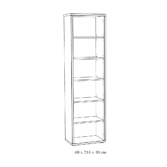 Bibliothèque de Bureau avec 5 étagères coloris chêne gris effet bois | Collection SOON | Meublorama