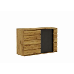 Buffet, bahut ROMI 2 portes coulissantes coloris chêne et gris clair