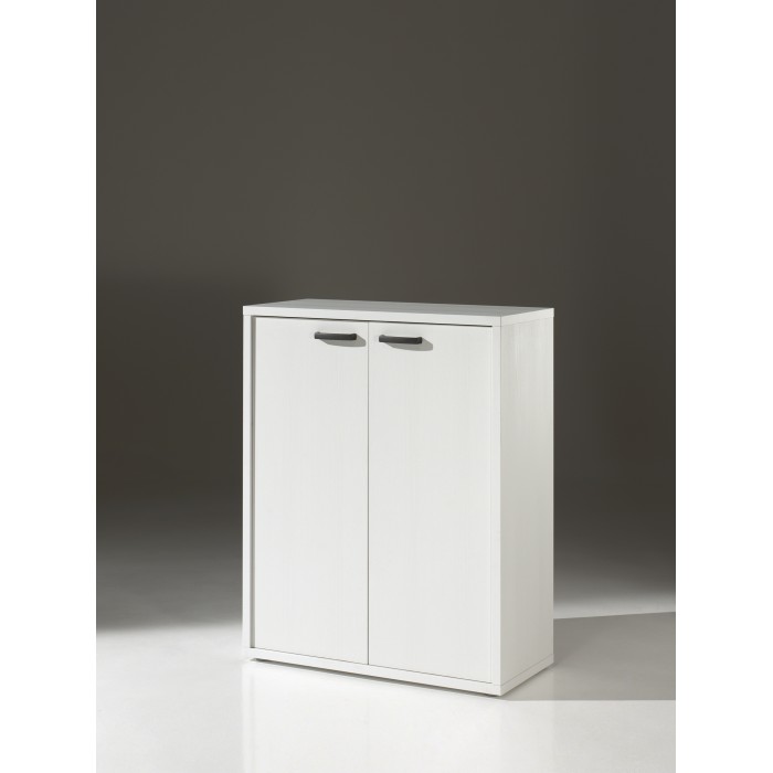 Rangement Bureau – Meuble 2 Portes Blanc Mat – Collection SOON – Meublorama