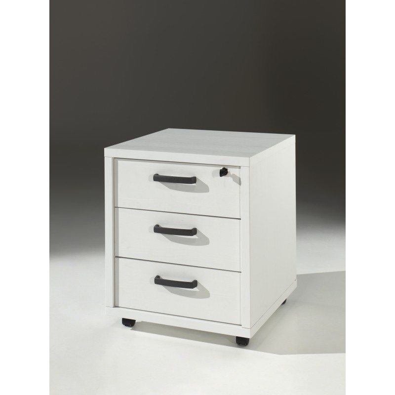 Caisson de rangement bureau 3 tiroirs coloris blanc mat | Collection SOON | Meublorama