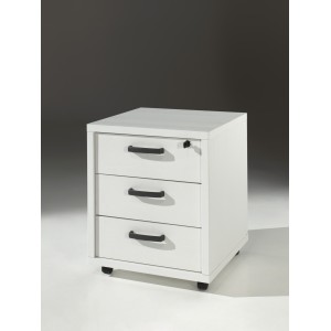 Caisson de rangement bureau 3 tiroirs coloris blanc mat | Collection SOON | Meublorama