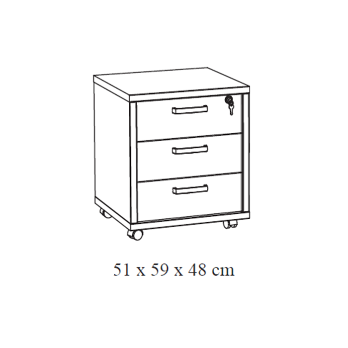 Caisson de rangement bureau 3 tiroirs coloris blanc mat | Collection SOON | Meublorama