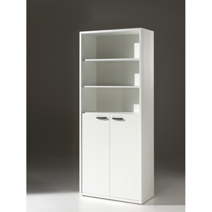 Bibliothèque de bureau – 2 portes et étagères – Collection SOON – Blanc Mat