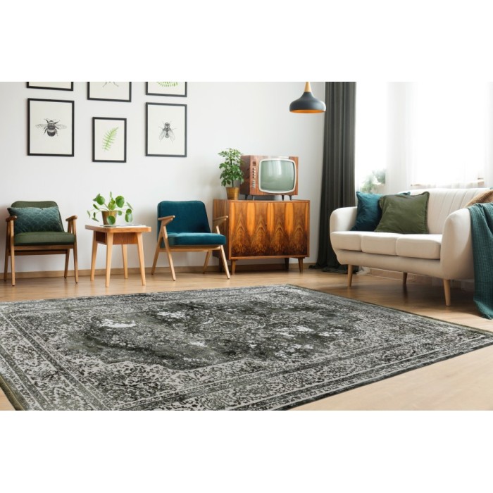 Tapis 230x160cm, design E209E coloris vert - Confort et élégance pour votre intérieur