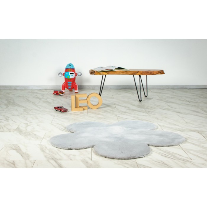 Tapis enfant 100x100cm, design E105S coloris argent - Confort et élégance pour votre intérieur